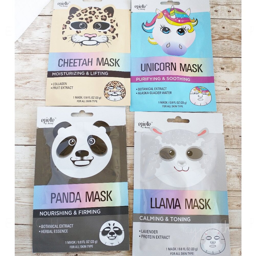 Epielle Character Sheet Masks 4 Pack New K-Beauty Skincare Cruelty-Free Assorted